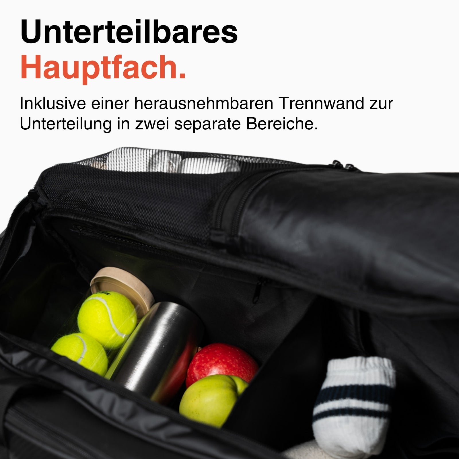 Die LODA sports LODA Racket Pro ist eine schwarze Tennistasche mit separaten Fächern für Tennisbälle, Äpfel, eine Metallflasche, Socken, und deinen Tennisschläger. Sie bietet außerdem eine praktische Rucksackfunktion für bequemes Tragen.